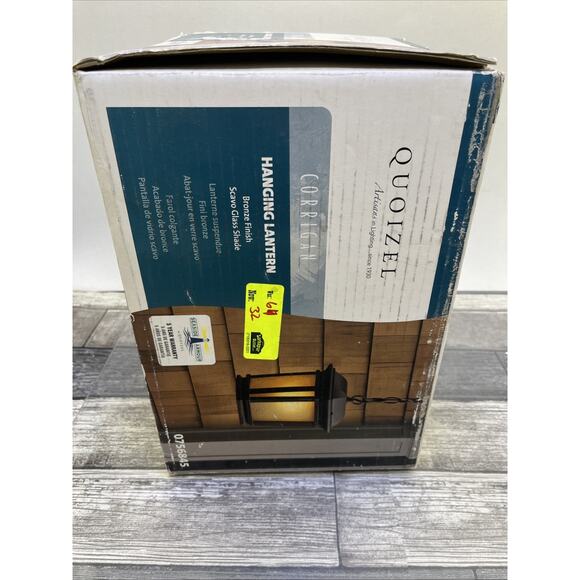 New Quoizel Lighting Corrigan Hanging Lantern Bronze Finish, Scavo Glass 0756845 - Picture 4 of 11